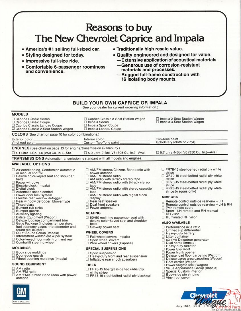 1979 Chevrolet Caprice Impala Brochure Page 8